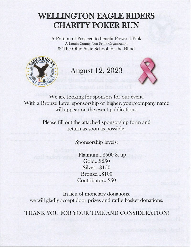 Annual Wellington Eagles Poker Run 2023