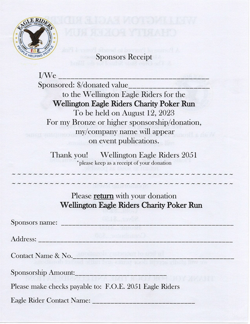 Annual Wellington Eagles Poker Run 2023
