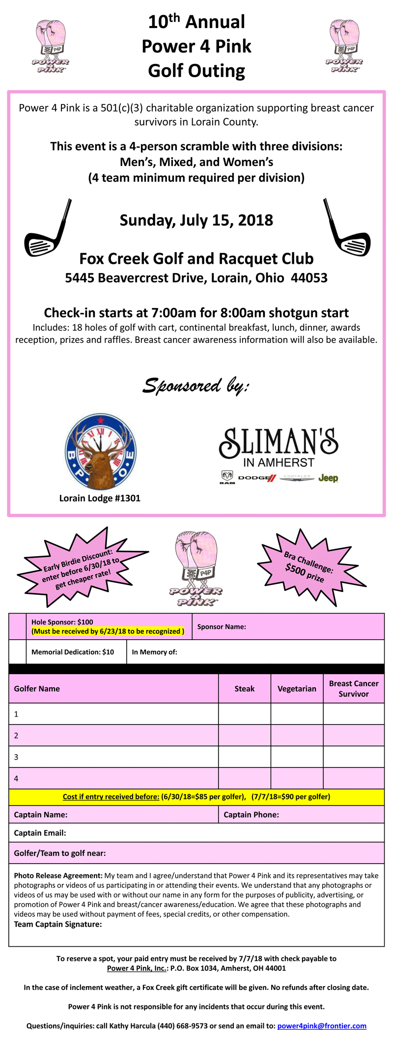 10th Annual Power 4 Pink Golf Outing